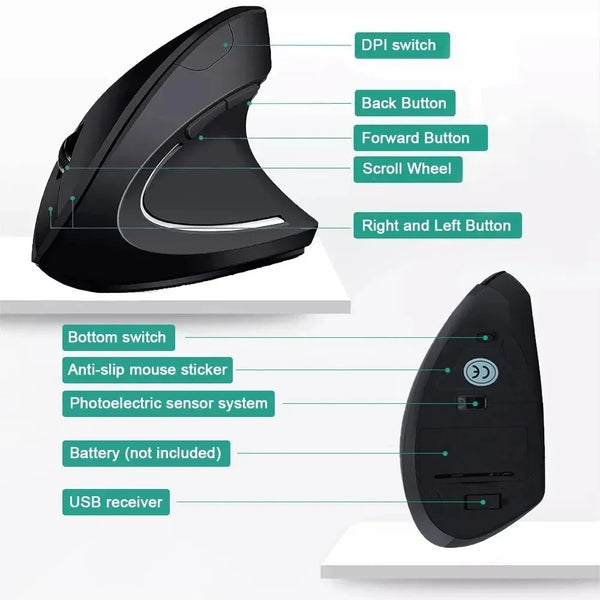 Vertical Ergonomic Wireless Mouse